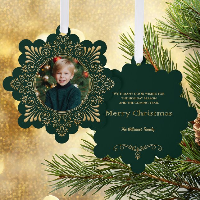Adorno De Papel Elegante Ornate Faux Hammered Gold Photo-Green (Subido por el creador)