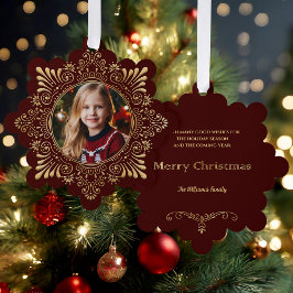 Adorno De Papel Elegante Ornate Faux Hammered Gold Photo-Red