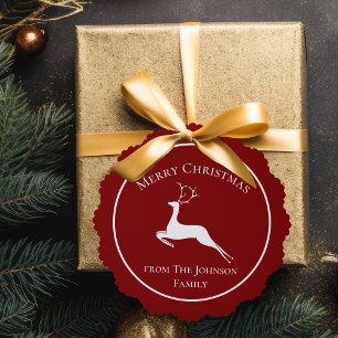 Adorno De Papel Elegante Personalizado de renos rojos Feliz Navida