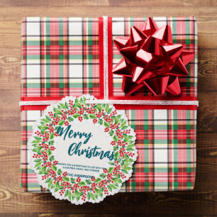 Adorno De Papel Elegante Wreath Red Holly Berries feliz árbol de N