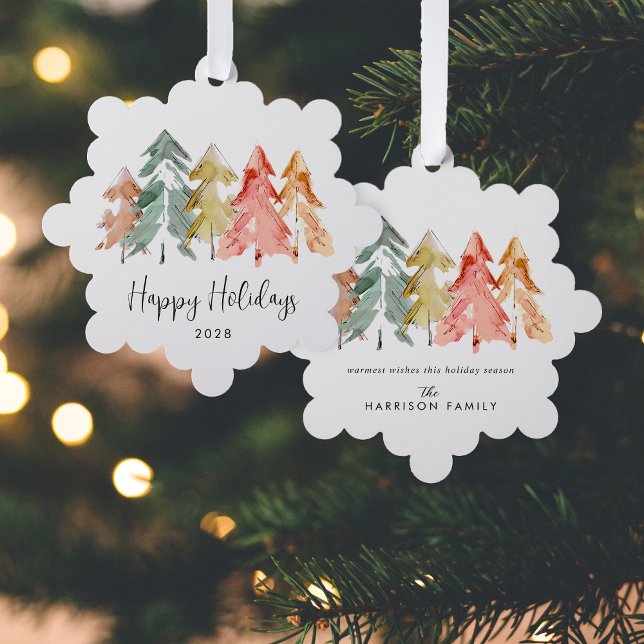 Adorno De Papel Elegantes Navidades acuarelas de pinos (Spread the love and joy of the season with your friends and family near and far)