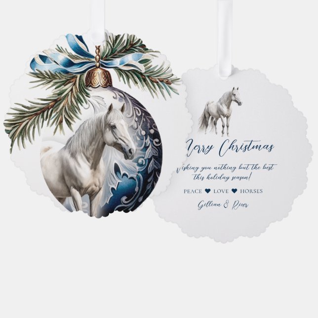 Adorno De Papel Elegantes Navidades azules hípicos hípicos (Anverso/Reverso)