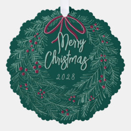 Adorno De Papel Emerald Merry Christmas Photo Wreath 