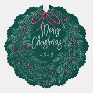 Adorno De Papel Emerald Merry Christmas Photo Wreath