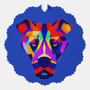 Adorno de papel esgrafiado azul del perro de Alexa