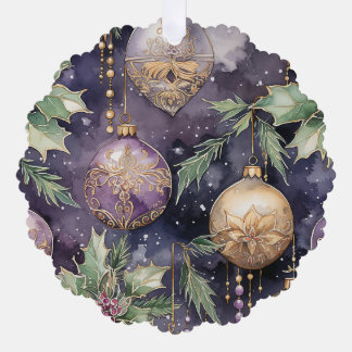Adorno De Papel Esplendor de Navidades morados y dorados de radian