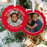 Adorno De Papel Estimados Navidades de fotos traviesos de Santa De<br><div class="desc">Estimado Santa, Define Naughty una divertida tarjeta de Navidades de fotografía personalizada de Ricaso - diseñada con un divertido texto de tipografía con dos plantillas de fotos, una al frente y otra al fondo. Texto negrita y color rojo brillante divertido .. Esta tarjeta de ornamento no sólo hace un maravilloso...</div>