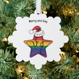 Adorno De Papel Estrella gay Navidad con bandera LGBT