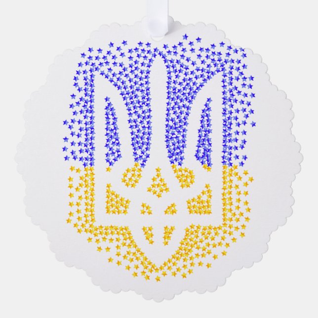 Adorno De Papel Estrellas de tridente de heraldry de Ucrania (Anverso)