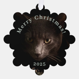 Adorno De Papel Etiqueta de Navidades de gato negro y
