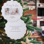 Adorno De Papel Familia minimalista 2 Fotos Nombre<br><div class="desc">Familia minimalista 2 Fotos Nombre. Un práctico ornamento y tarjeta todo en uno,  tiene tus 2 fotos y tu saludo festivo y nombres,  y tus deseos festivos en la parte de atrás,  listos para que tus destinatarios se cuelguen de su árbol. Fácil de personalizar con tus fotos y palabras.</div>