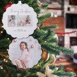 Adorno De Papel Familia minimalista 3 fotos<br><div class="desc">Familia minimalista 3 fotos. Un práctico ornamento y tarjeta todo en uno,  tiene tus 2 fotos y tu saludo festivo y nombres,  con otra foto en la parte trasera llenando todo el área,  lista para que tus destinatarios se cuelguen de su árbol.</div>