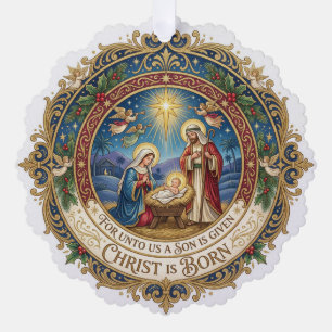 Adorno De Papel Familia Santa de Navidad Cristiana Religiosa
