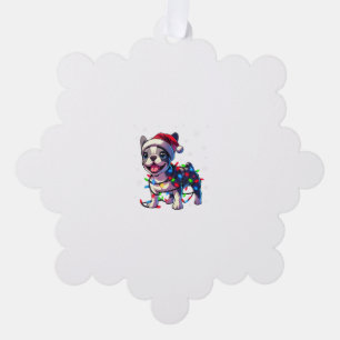 Adorno De Papel Famosos Navidades de Bulldoges franceses Santa Hat