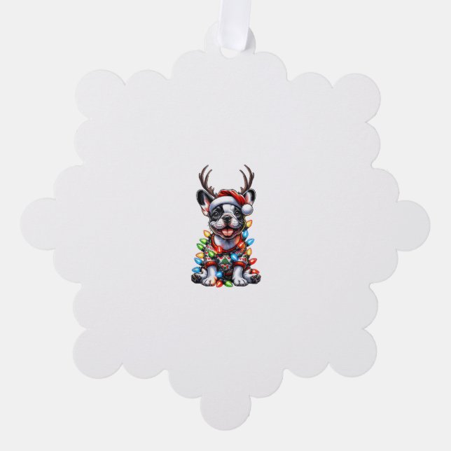 Adorno De Papel Famosos Navidades franceses de Bulldog encienden a (Anverso)