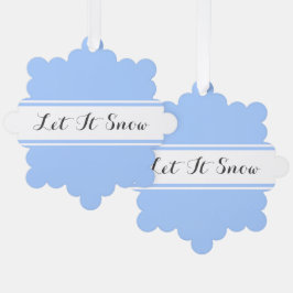Adorno De Papel Fancy Black "Let It Snow" Light Blue Strips