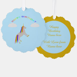 Adorno De Papel Fantasía cumpleaños Unicornio Personalizado de arc