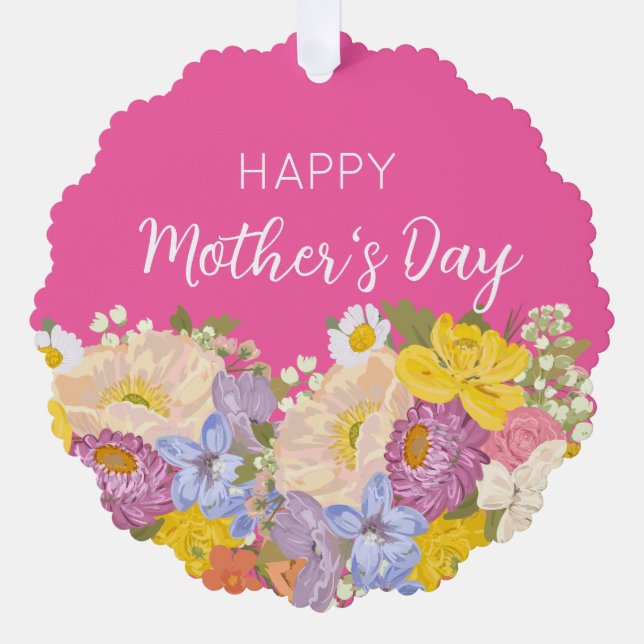 Adorno De Papel Felices florecientes del Día de la Madre (Anverso)