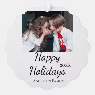 Adorno De Papel Felices vacaciones niños foto de familia regalos m