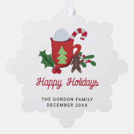 Adorno De Papel Felices vacaciones Personalizado Cacao caliente Cu