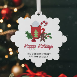 Adorno De Papel Felices vacaciones Personalizado Cacao caliente Cu