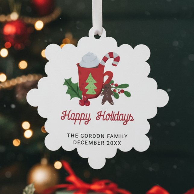 Adorno De Papel Felices vacaciones Personalizado Cacao caliente Cu (Subido por el creador)