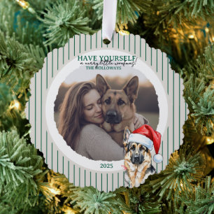 Adorno De Papel Feliciz Navidad Perro Acuarela Pastor Alemán
