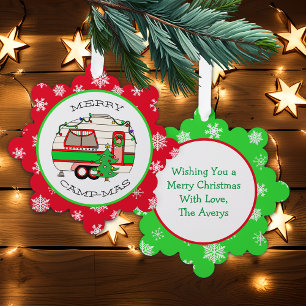 Adorno De Papel Feliz Camping navideño Pun Retro RV Camping