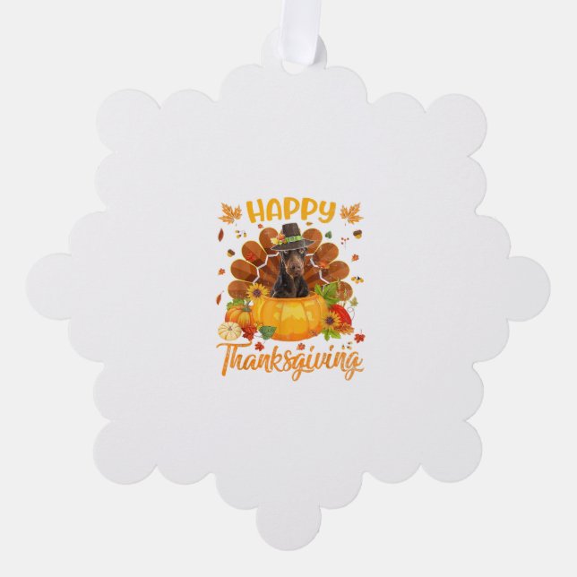 Adorno De Papel Feliz Día de Acción de Gracias Doberman Perro Cala (Anverso)