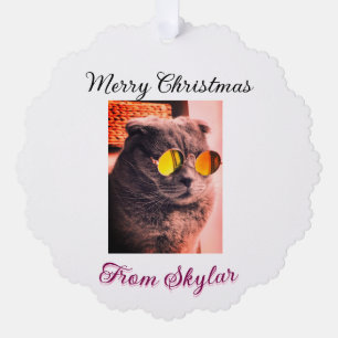 Adorno De Papel Feliz gato de Navidad perro mascota foto de amor a