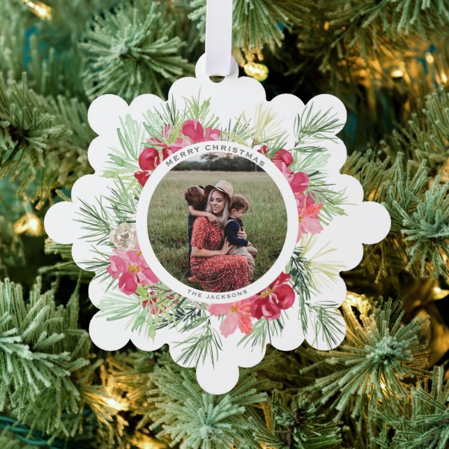 Adorno De Papel Feliz Navidad acuarela invierno guirnalda botánica (Insitu (árbol))