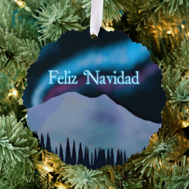 Adorno De Papel Feliz Navidad - Azul Aurora (Insitu (árbol))
