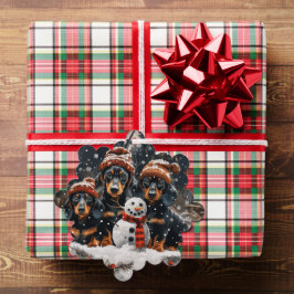 Adorno De Papel Feliz Navidad Dachshund Perros Snowman
