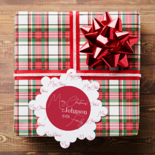 Adorno De Papel Feliz Navidad Familia Rojo moderno