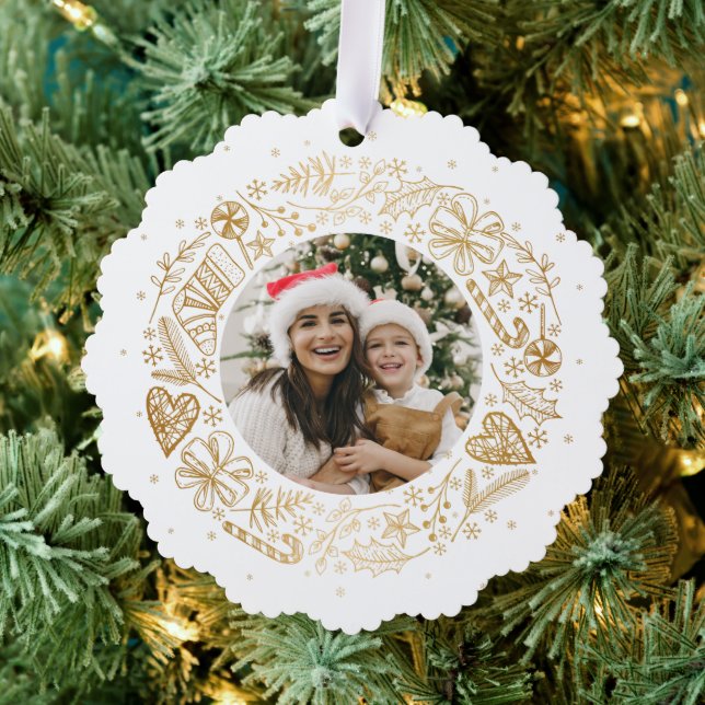 Adorno De Papel Feliz Navidad Fotos Oro (Insitu (árbol))