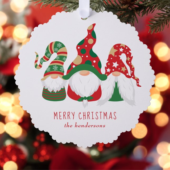 Adorno De Papel Feliz Navidad Gnomes Cute Personalizado (Share the love and warmth of the holiday season with a paper ornament card)
