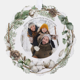 Adorno De Papel Feliz Navidad Granja Verde Foto de Wreath