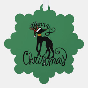 Adorno De Papel Feliz Navidad Greyhound Reindeer