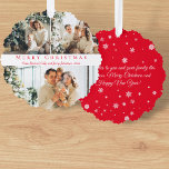 Adorno De Papel Feliz Navidad guión rojo 3 moda de collage de foto<br><div class="desc">fotos de fondo de freepik.com elegantes y elegantes navidad escritura roja tres collage de fotos Ornament Card</div>