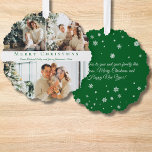 Adorno De Papel Feliz Navidad guión verde 3 moda de collage de fot<br><div class="desc">fotos de fondo de freepik.com elegante y elegante escritura de navidad verde tres collage de fotos Ornament Card</div>