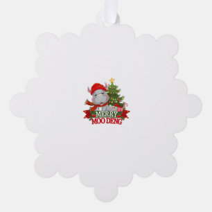 Adorno De Papel Feliz Navidad Moo Deng Navidades Baby Hippo Sant