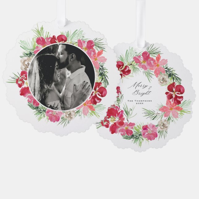 Adorno De Papel Feliz Navidad Navidades Wreath (Anverso/Reverso)