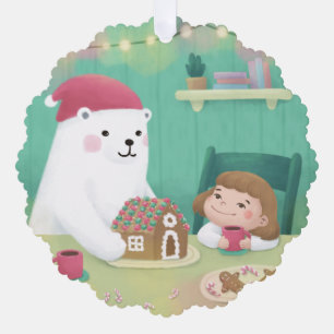 Adorno De Papel Feliz Navidad: Oso Polar y Niño