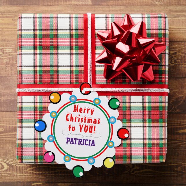 Adorno De Papel Feliz Navidad Red Green Purple NAME (Insitu (Regalo))