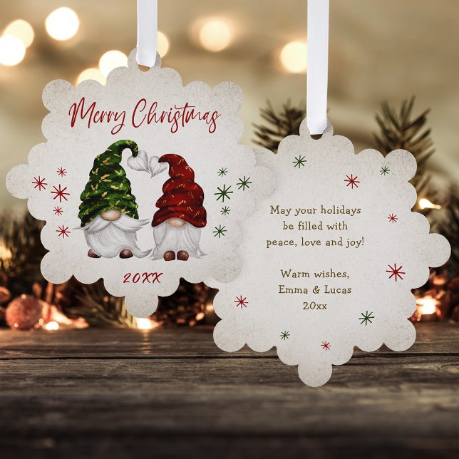 Adorno De Papel Feliz Navidad Rústico Campo acuarela gnomos (Subido por el creador)