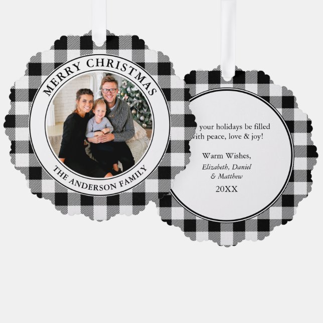 Adorno De Papel Feliz Navidad Trendy Black White Placa (Anverso/Reverso)