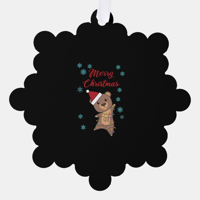 Adorno De Papel Feliz oso navideño Nieve oso oso de invierno Teddy (Anverso)