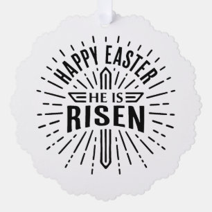 Adorno De Papel Feliz Pascua Él ha resucitado cruz