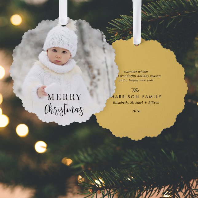 Adorno De Papel Feriado de oro de la Feria navideña (Share the love and warmth of the holiday season with a photo paper ornament card)