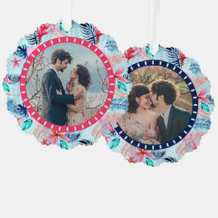 Adorno De Papel Ferns Hibiscus Flower Tropical 2 Fotos Personaliza